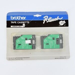 Brother P-Touch TC-10 Label Tape Cassette 12mm Black on Clear 2 Pack NOS
